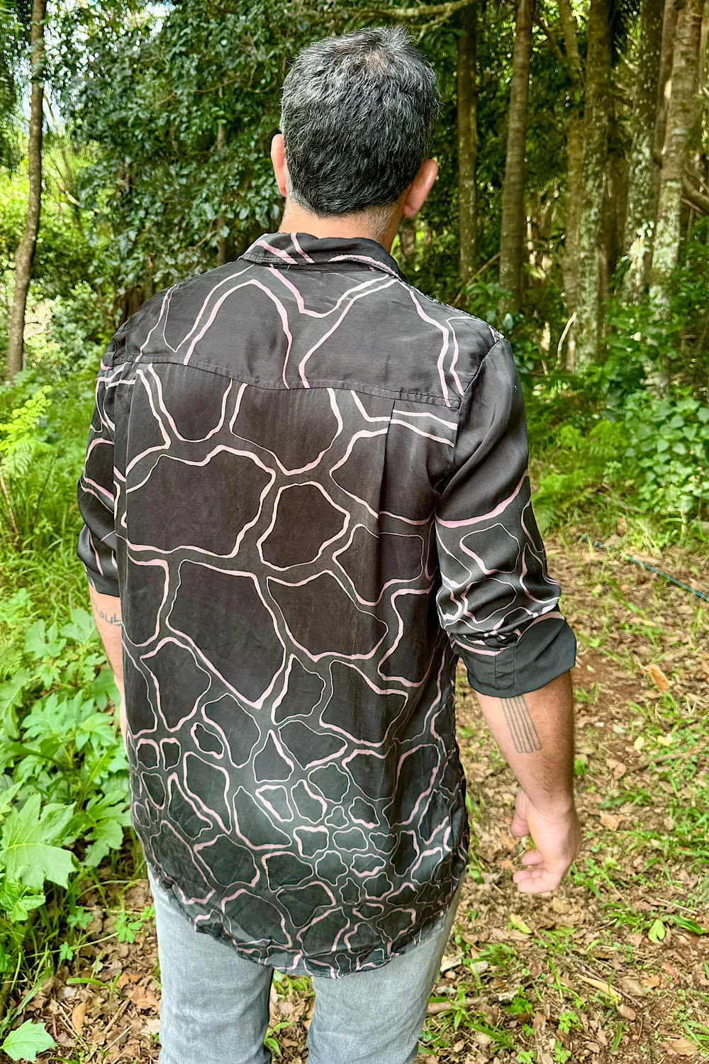 One More Chance Hand Painted Silk Satin Oversized Shirt