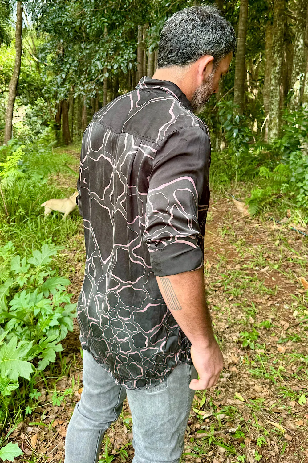 One More Chance Hand Painted Silk Satin Oversized Shirt