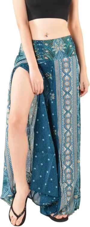 Orient Trail Womens Palazzo Slit Leg Wide Leg Wrap Pants Casual Beach Boho Hippie Bohemian Pilates Flowy Pants Sizes 2-18