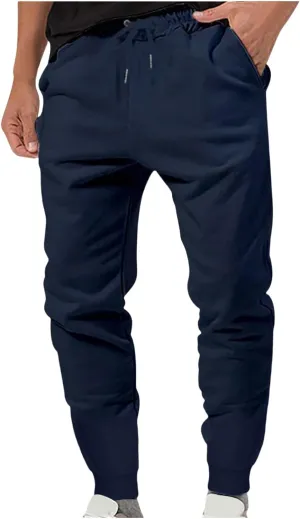 Outdoor Sweatpants for Men Tactical Stretchy Joggers Workout Gym Pants Casual Slim Fit Tapered Trousers Drawstring
