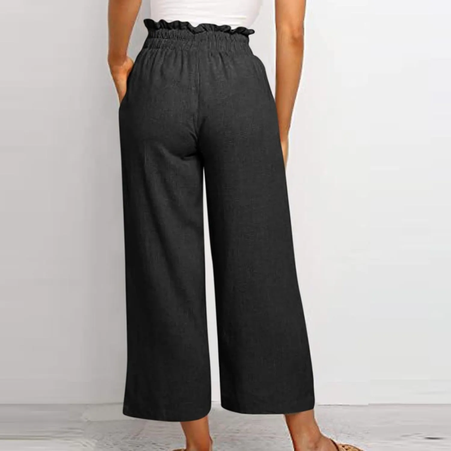 Pants for Women, Pants Cotton Linen Straight Leg Wide High Waisted Summer