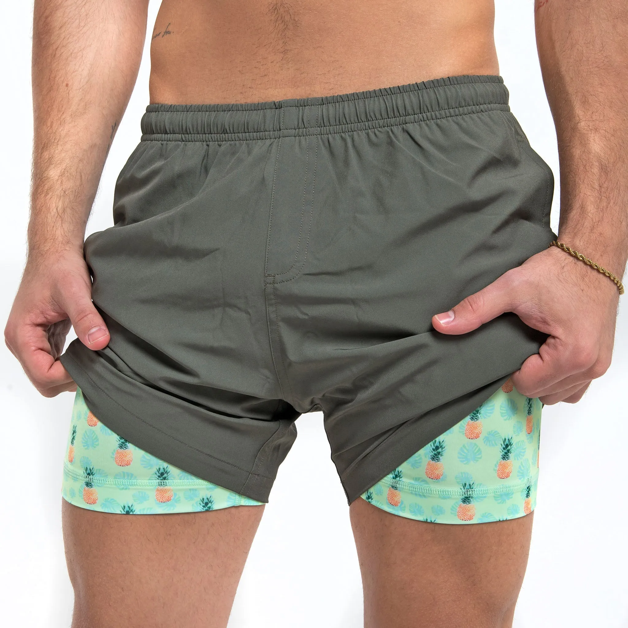 Performance Gym Short   Compression Liner - Green
