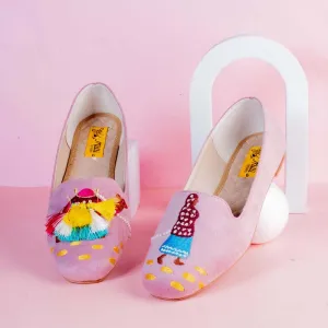 Pink Velvet Embroidery Pumps