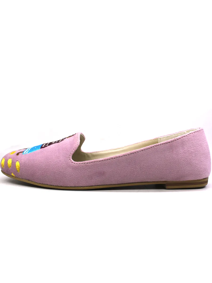 Pink Velvet Embroidery Pumps