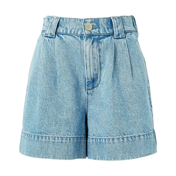 Pleat Front Short - Vintage Blue Denim