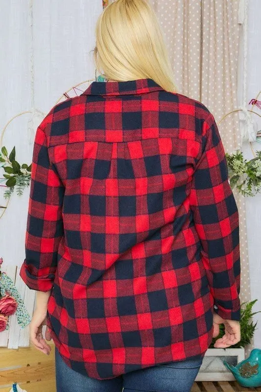 Plus Size Adora Button Down Plaid Shirt