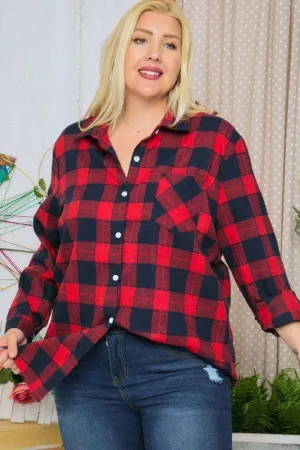 Plus Size Adora Button Down Plaid Shirt