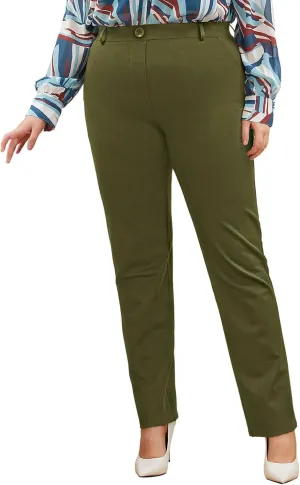 Plus Size Women's Straight-Leg Dress Pants - Slacks for Business Casual,Work Clothes for Office