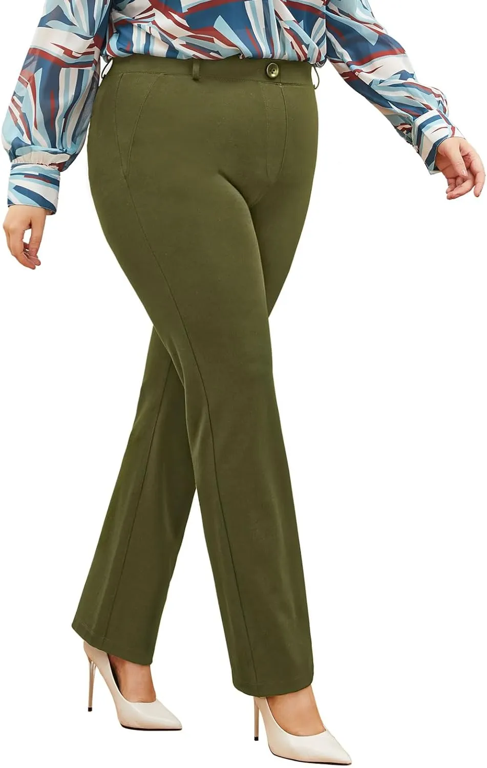 Plus Size Women's Straight-Leg Dress Pants - Slacks for Business Casual,Work Clothes for Office