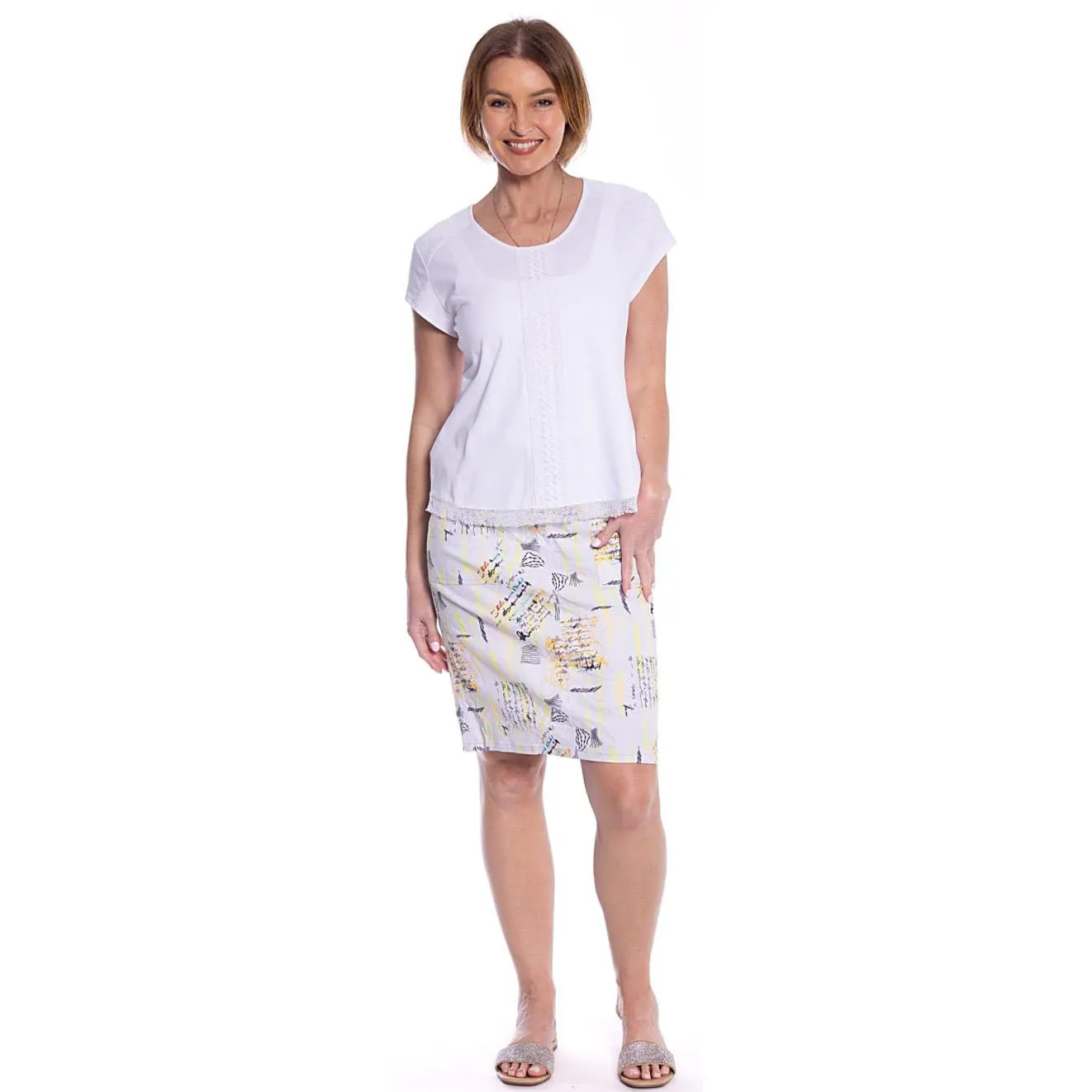 Printed Drawstring Crushed Skirt - Graffiti Print