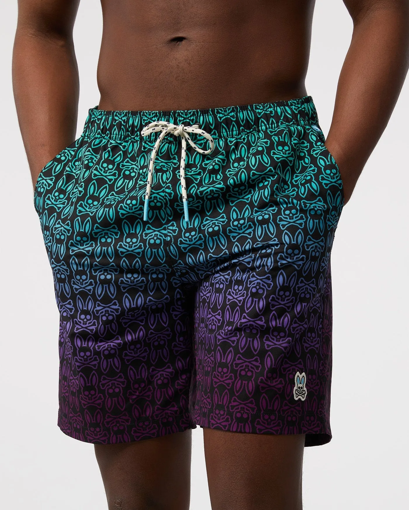 Psycho Bunny Mens Obec Long Swim Shorts - Black