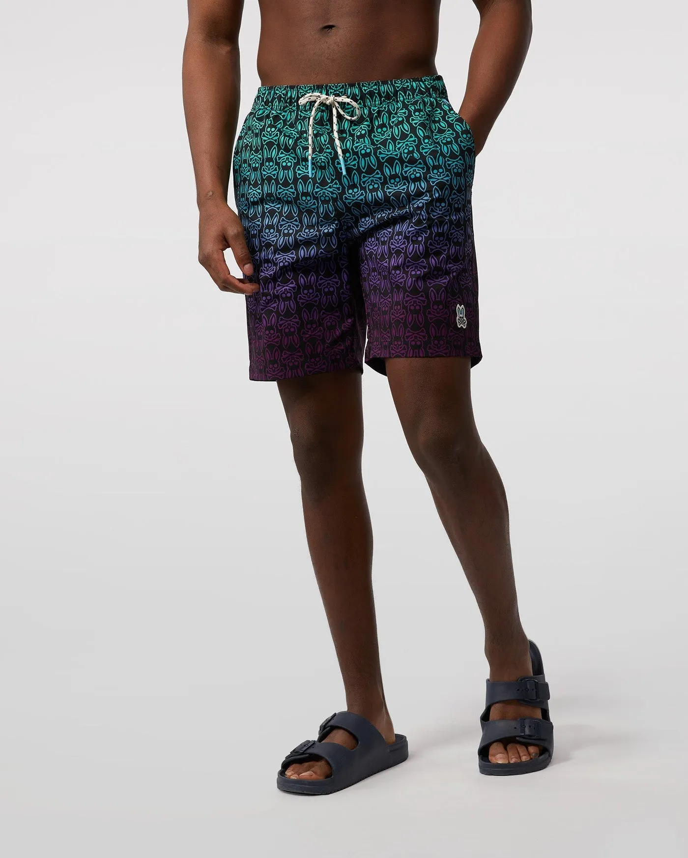 Psycho Bunny Mens Obec Long Swim Shorts - Black