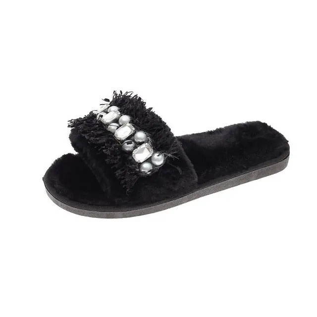 "Norah" Bling Pearl Slides