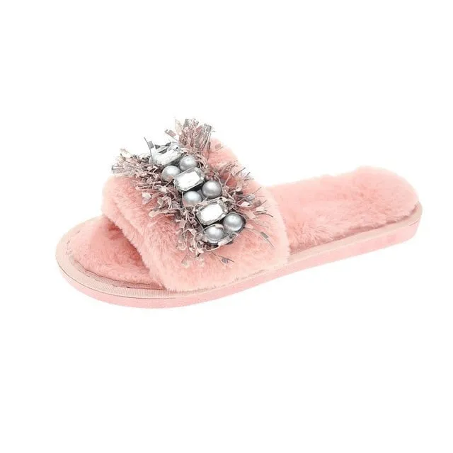 "Norah" Bling Pearl Slides