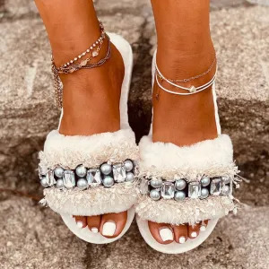 "Norah" Bling Pearl Slides