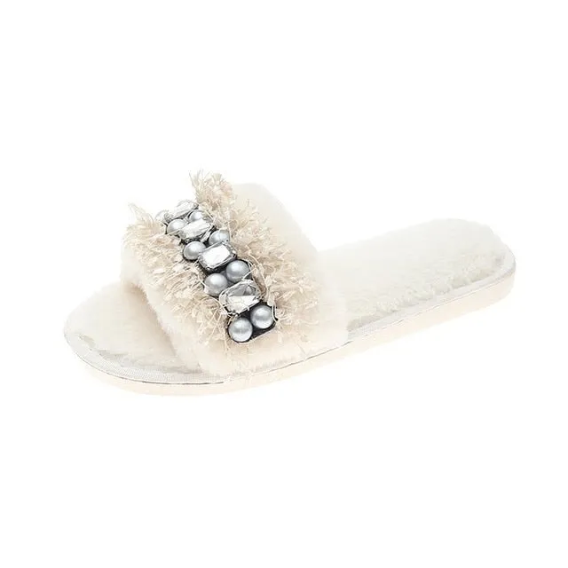 "Norah" Bling Pearl Slides