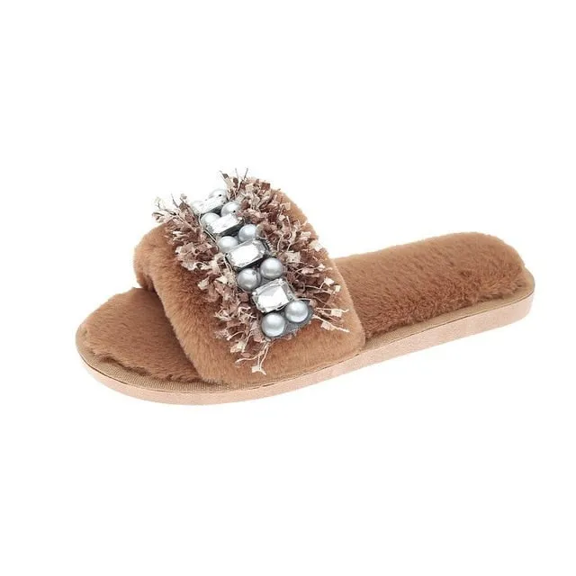 "Norah" Bling Pearl Slides