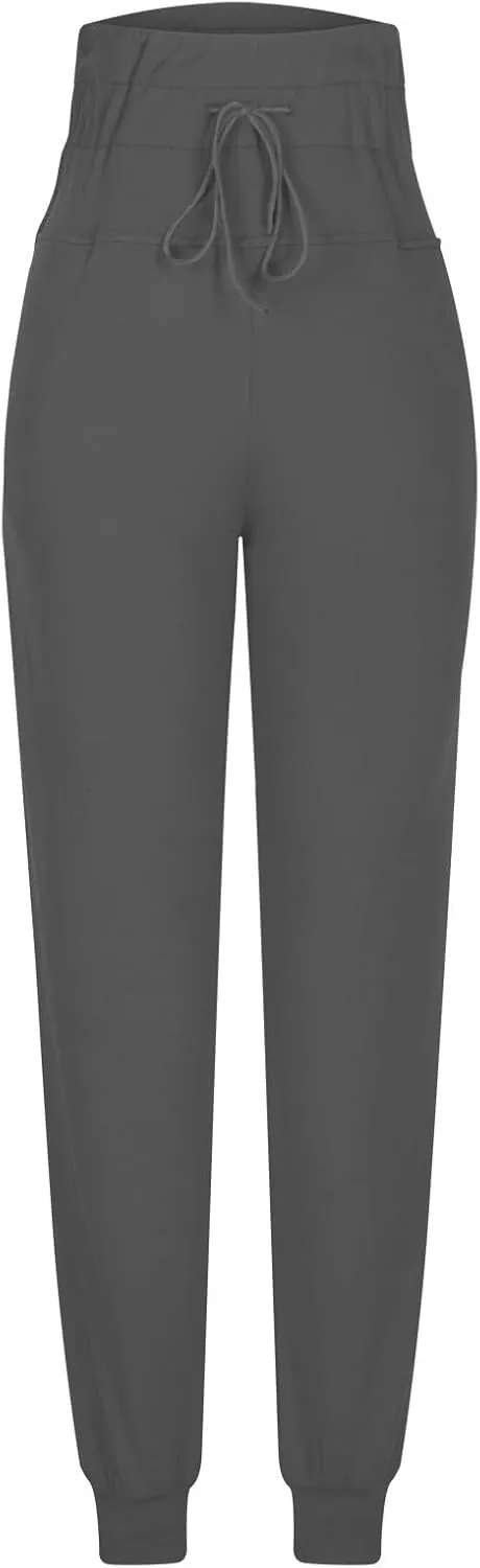 RKSTN Womens Fall Winter Yoga Pants Fleece Lined Leggings High Waist Drawstring Stretchy Sports Running Fitness Pant