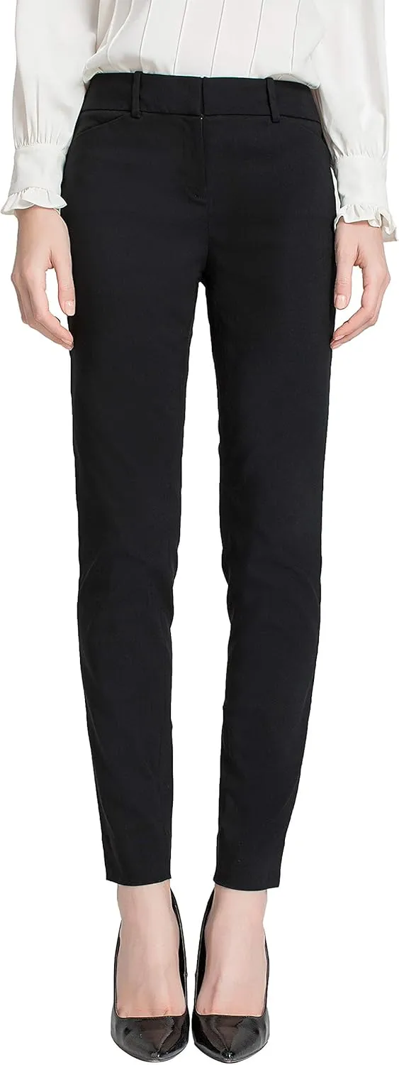 SATINATO Women's Casual Work Pants Skinny Slacks Leggings Comfort Mid Rise