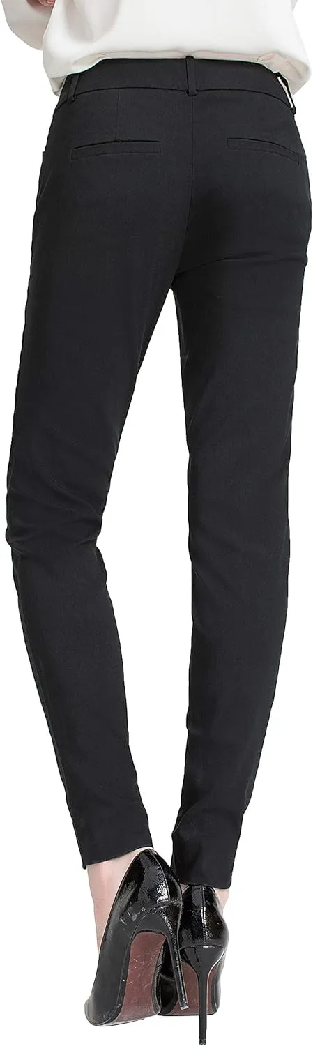 SATINATO Women's Casual Work Pants Skinny Slacks Leggings Comfort Mid Rise