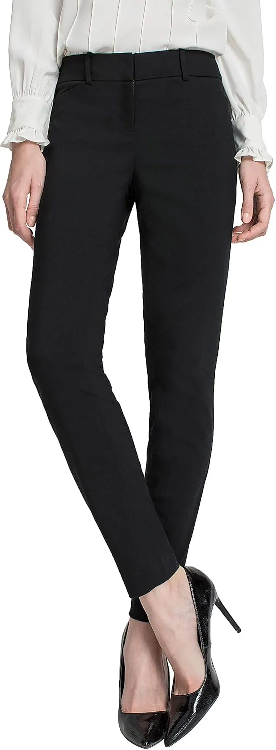 SATINATO Women's Casual Work Pants Skinny Slacks Leggings Comfort Mid Rise