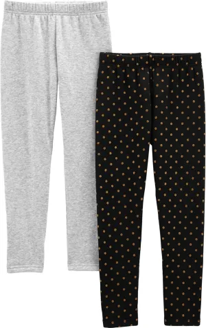 Simple Joys by Carter's Girls' 2-Pack Lightweight Fleece-Lined Leggings