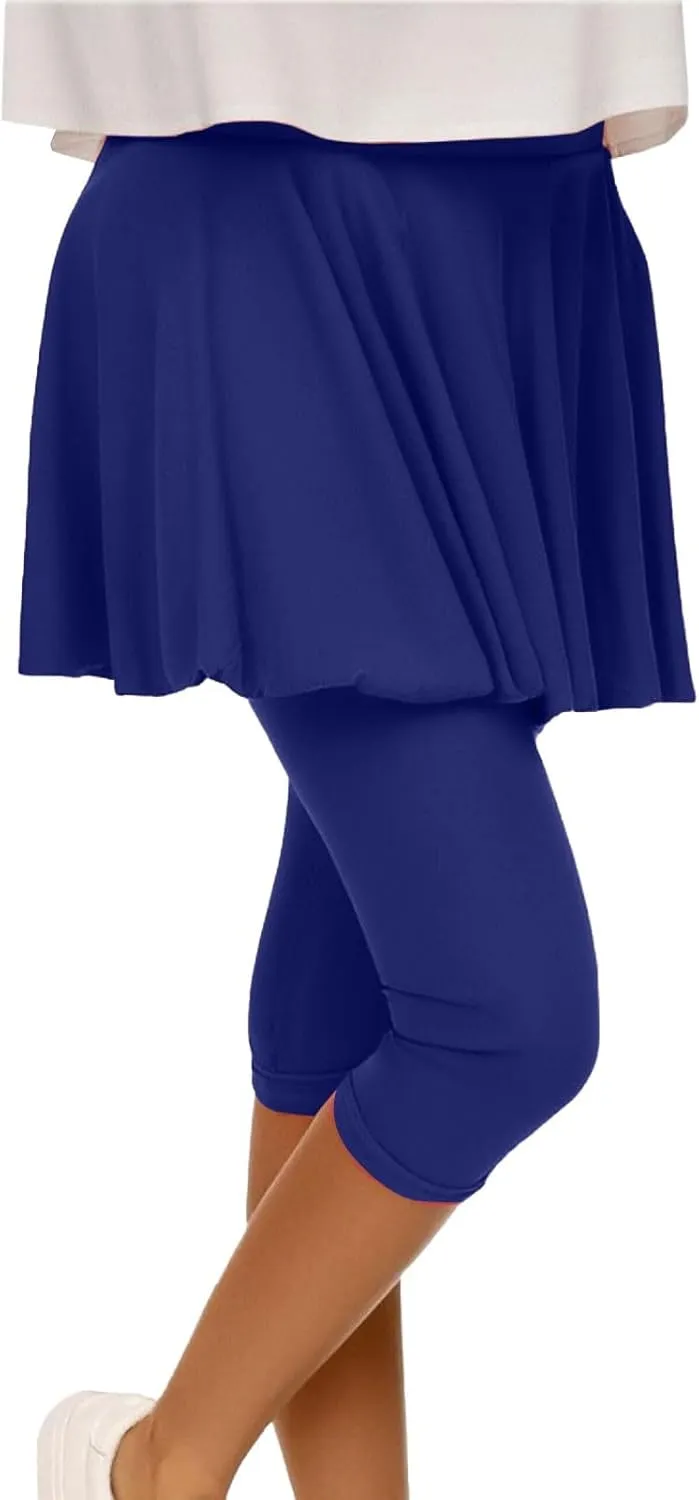 Skirted Leggings for Women 2025 Plus Size Tennis Golf Short Skort Capris Gym Tennis Yoga Athletic Legging with Skirts