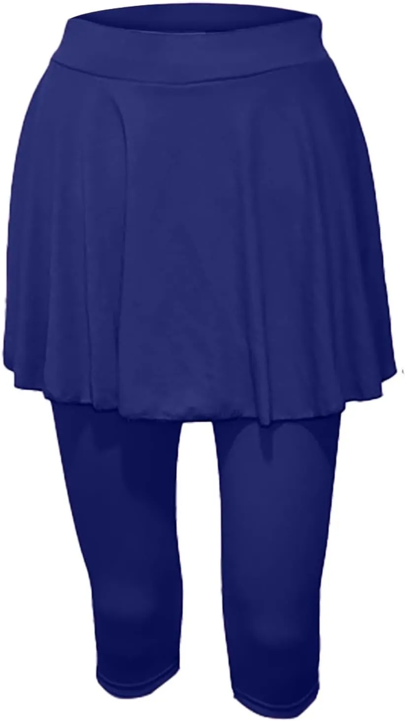 Skirted Leggings for Women 2025 Plus Size Tennis Golf Short Skort Capris Gym Tennis Yoga Athletic Legging with Skirts