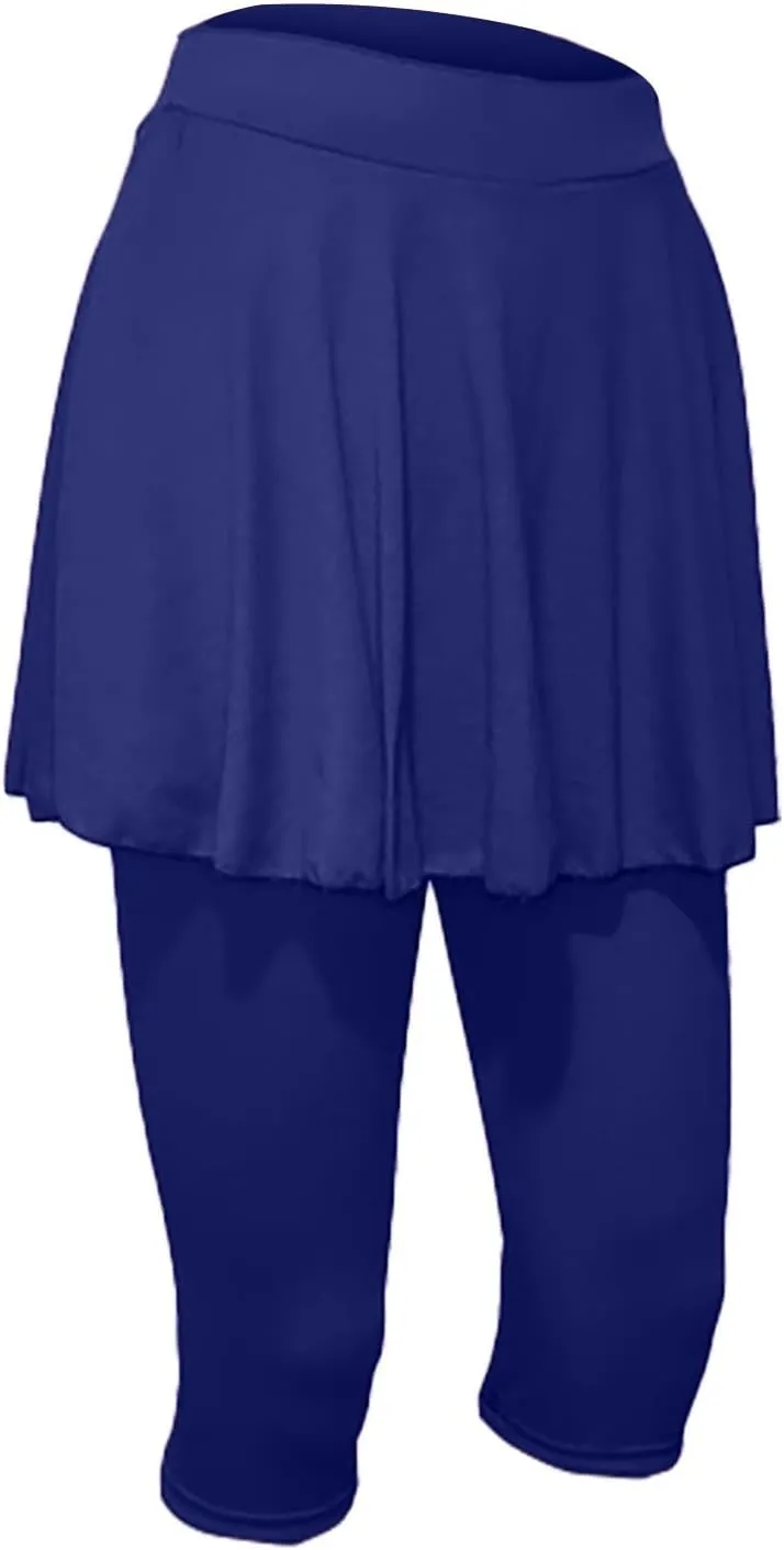 Skirted Leggings for Women 2025 Plus Size Tennis Golf Short Skort Capris Gym Tennis Yoga Athletic Legging with Skirts