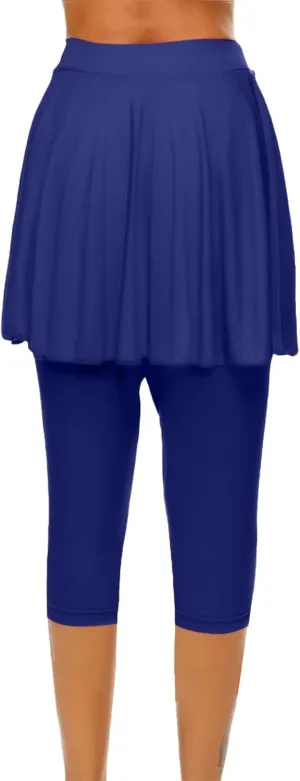 Skirted Leggings for Women 2025 Plus Size Tennis Golf Short Skort Capris Gym Tennis Yoga Athletic Legging with Skirts