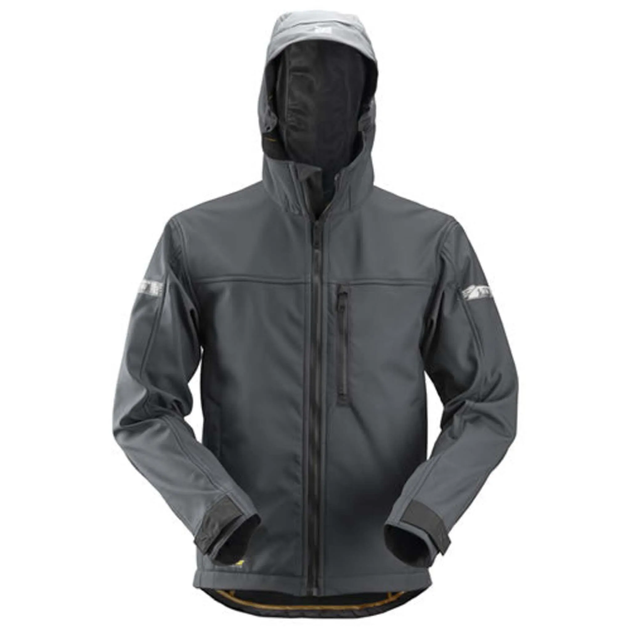 Snickers Workwear Men's Softshell Work Jacket AllroundWork Water Repellent and Windproof with Hood Sizes XS-3XL