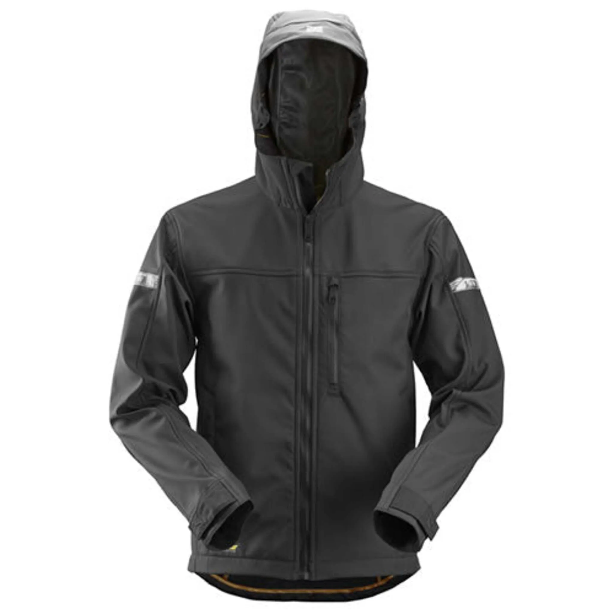 Snickers Workwear Men's Softshell Work Jacket AllroundWork Water Repellent and Windproof with Hood Sizes XS-3XL