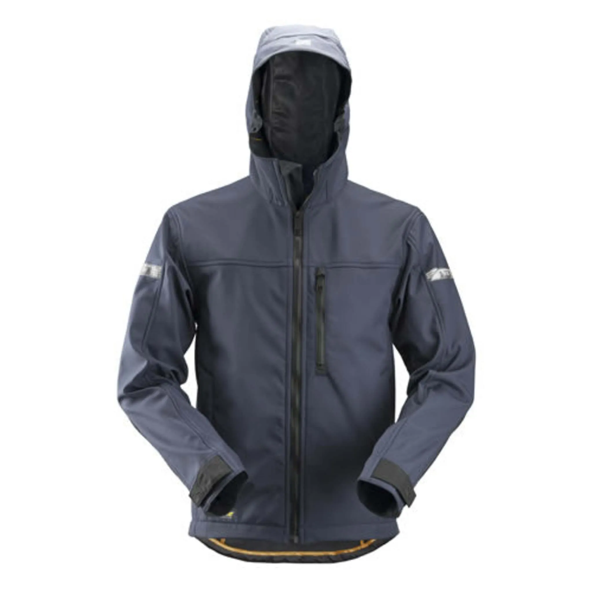 Snickers Workwear Men's Softshell Work Jacket AllroundWork Water Repellent and Windproof with Hood Sizes XS-3XL