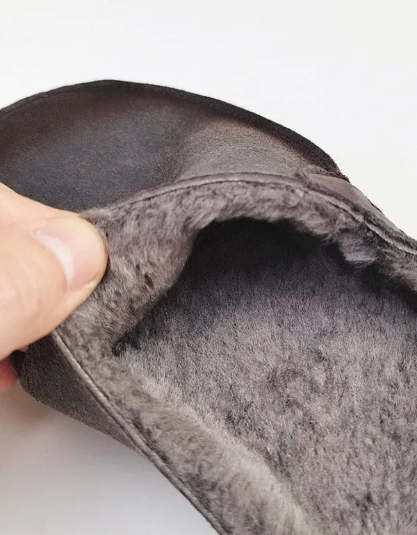 Soft Leather Non-slip Plush Winter Slippers