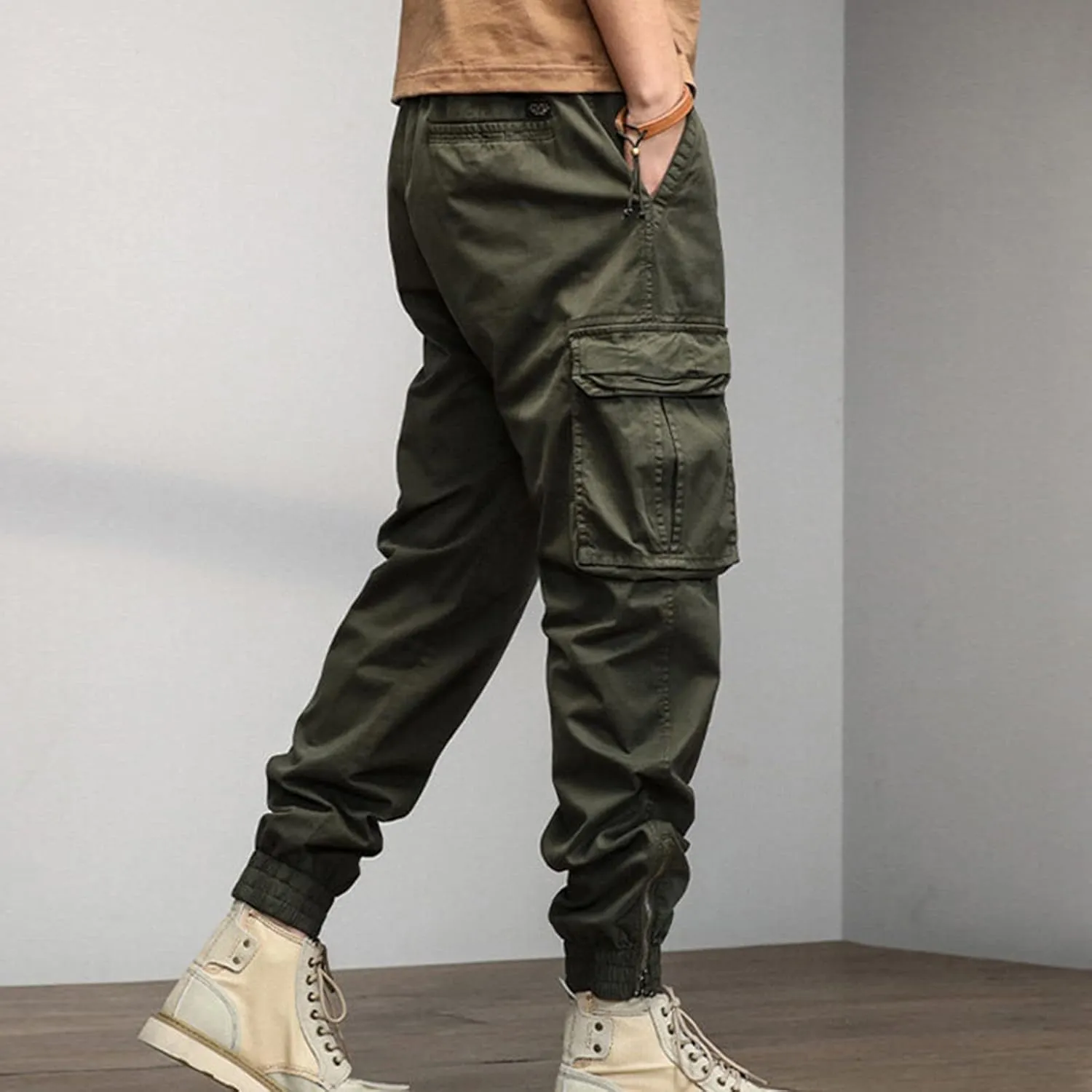 Sweatpant for Men with Pockets Loose Sweatpant 2023 Outdoor Autumn Men's Cargo Casual Pants Plain Color Joggers Men's