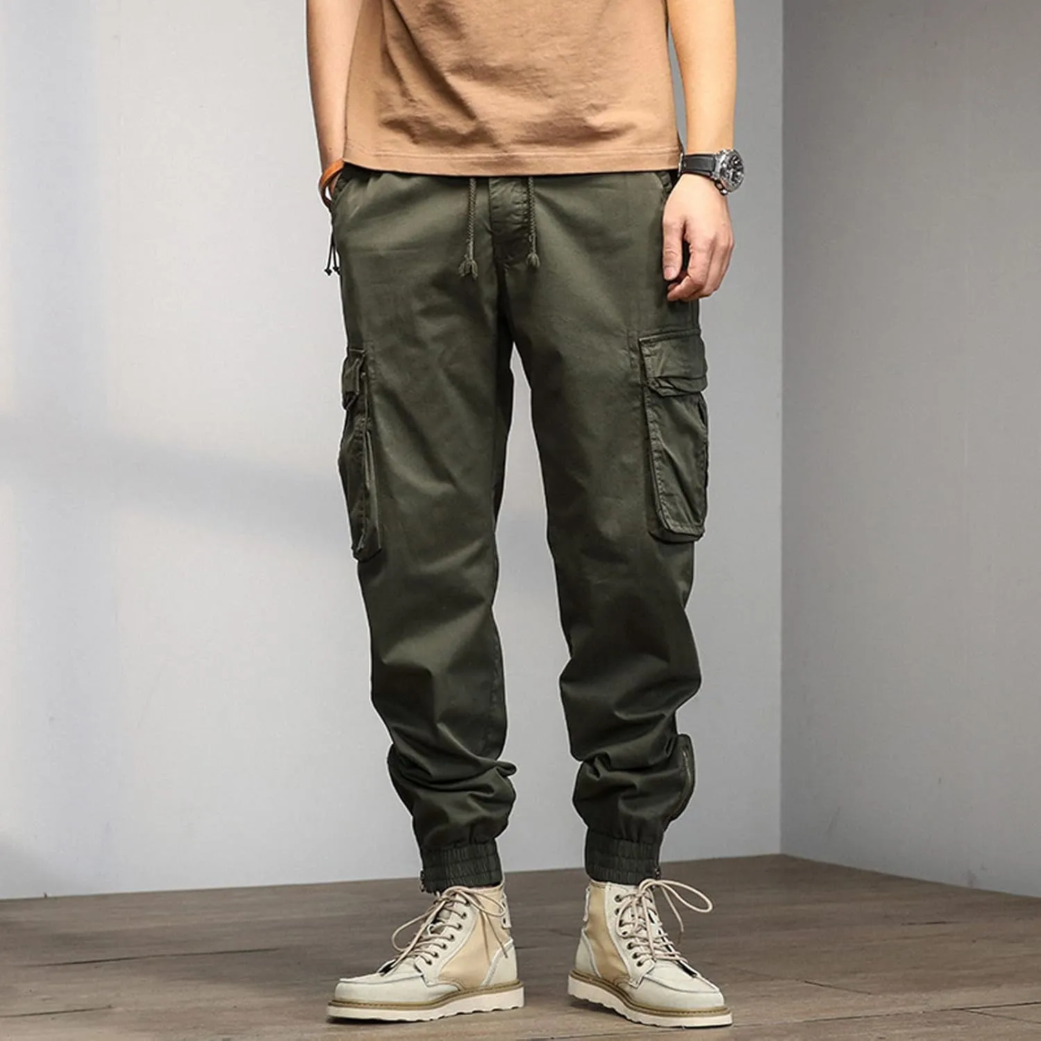 Sweatpant for Men with Pockets Loose Sweatpant 2023 Outdoor Autumn Men's Cargo Casual Pants Plain Color Joggers Men's