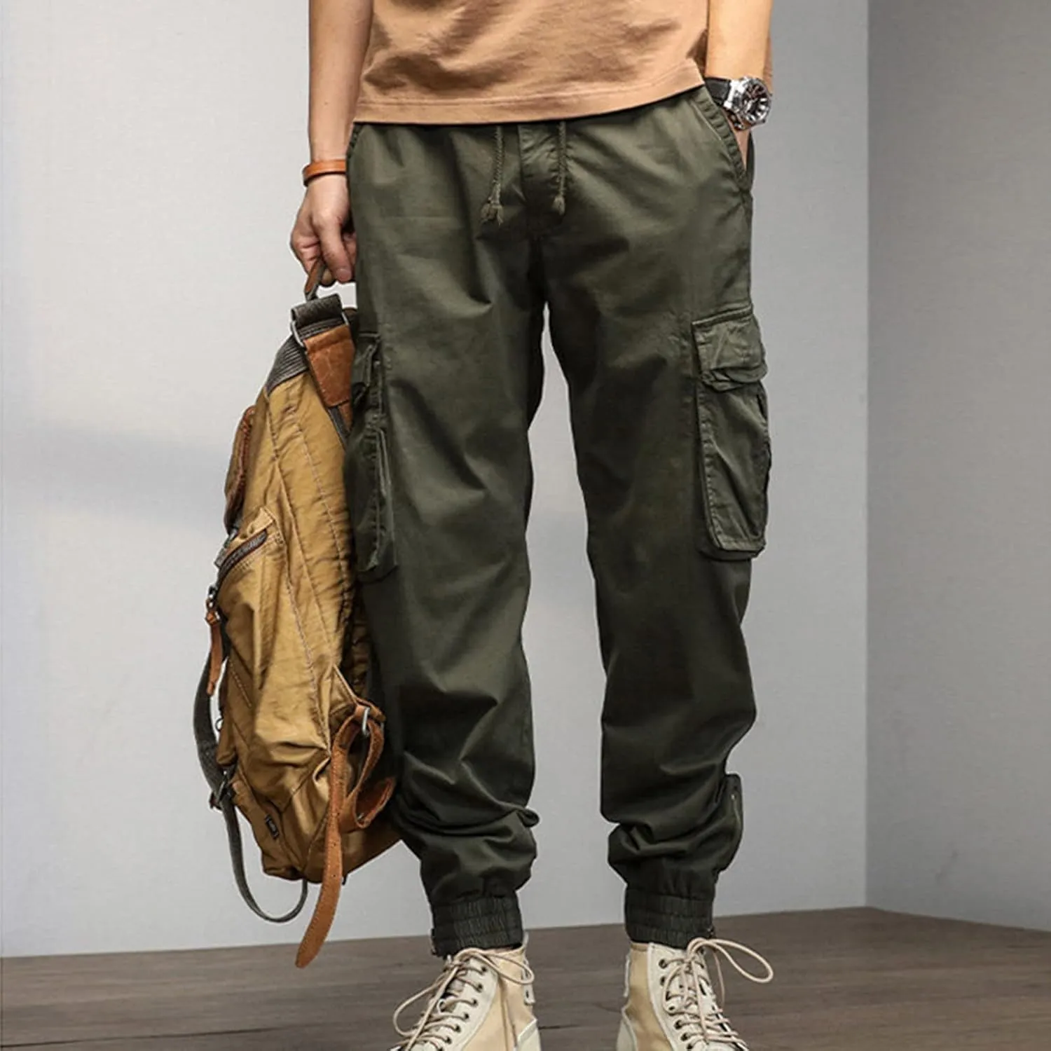 Sweatpant for Men with Pockets Loose Sweatpant 2023 Outdoor Autumn Men's Cargo Casual Pants Plain Color Joggers Men's