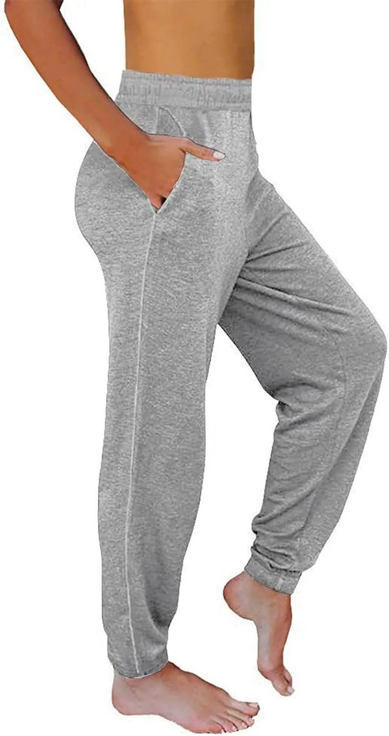 Sweatpants for Women with Pockets Stretch High Waist Jogger Sweat Pants Loose Fit Casual Lightweight Workout Trousers