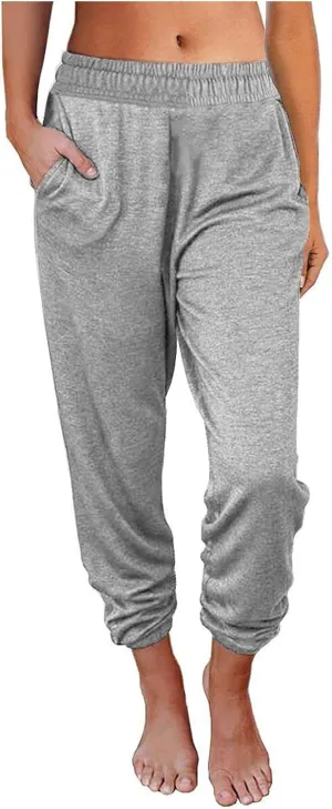 Sweatpants for Women with Pockets Stretch High Waist Jogger Sweat Pants Loose Fit Casual Lightweight Workout Trousers