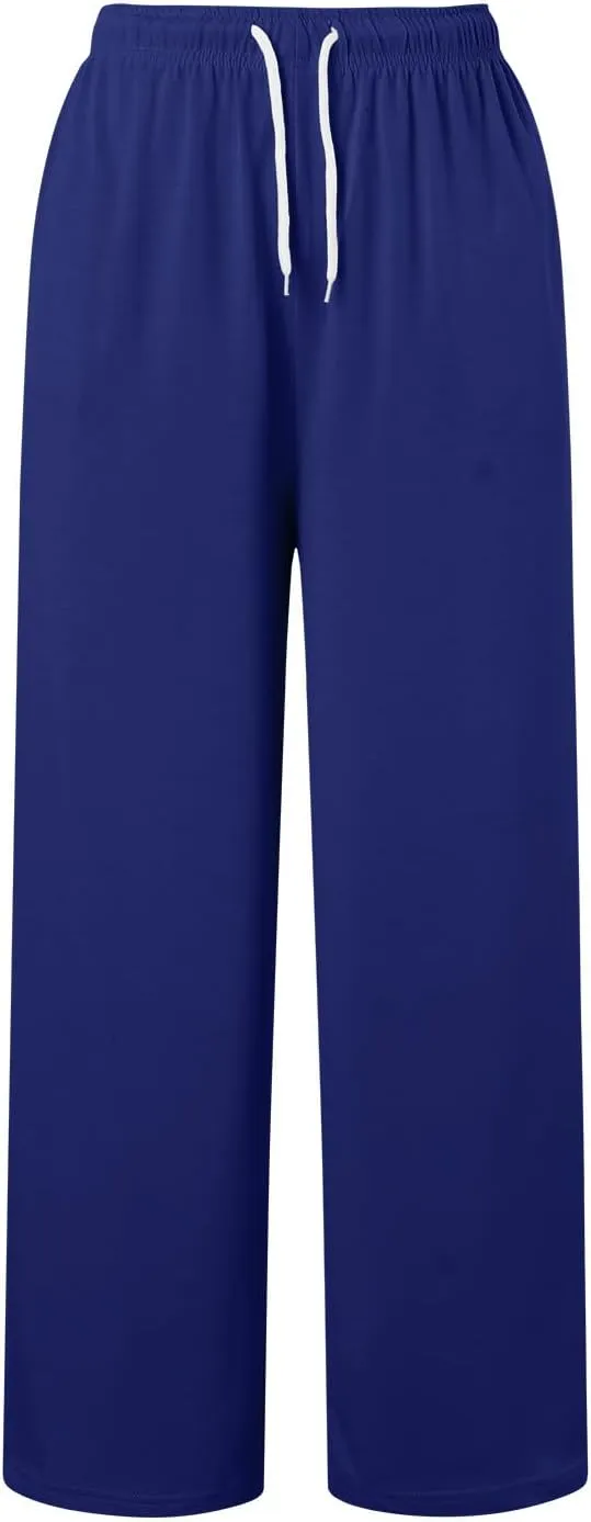 Sweatpants Women Casual Baggy Straight Pants Wide Leg Loose Elastic Waist Drawstring Dressy Trousers