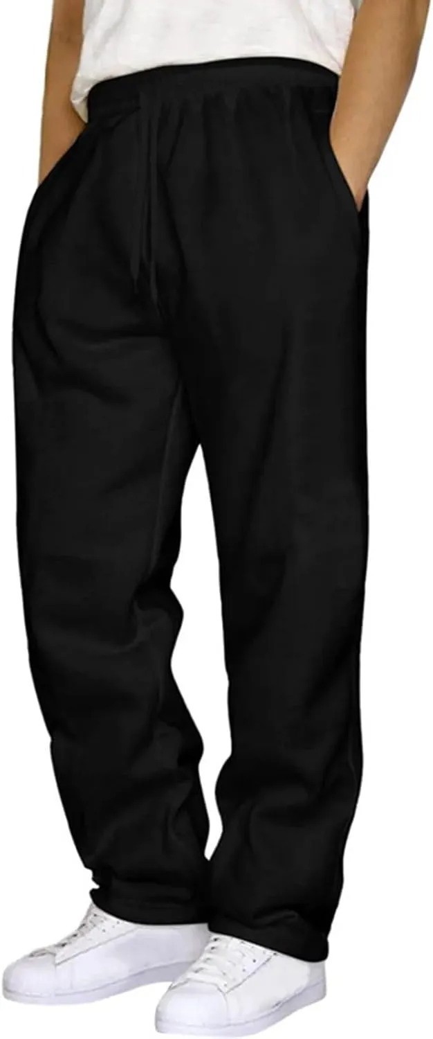 Sweatspants for Men 1/3PC Elastic Waist Drawstring Straight Leg Trousers Loose Fit Running Fitness Workout Sport Pant