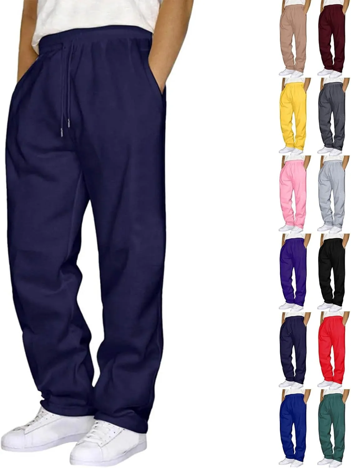 Sweatspants for Men 1/3PC Elastic Waist Drawstring Straight Leg Trousers Loose Fit Running Fitness Workout Sport Pant