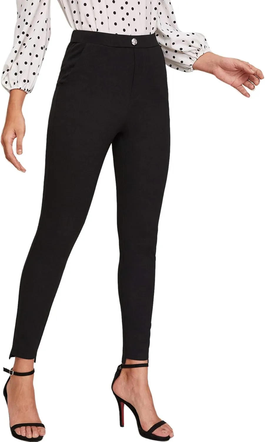 SweatyRocks Women's Casual Skinny Leggings Stretchy High Waisted Work Pants