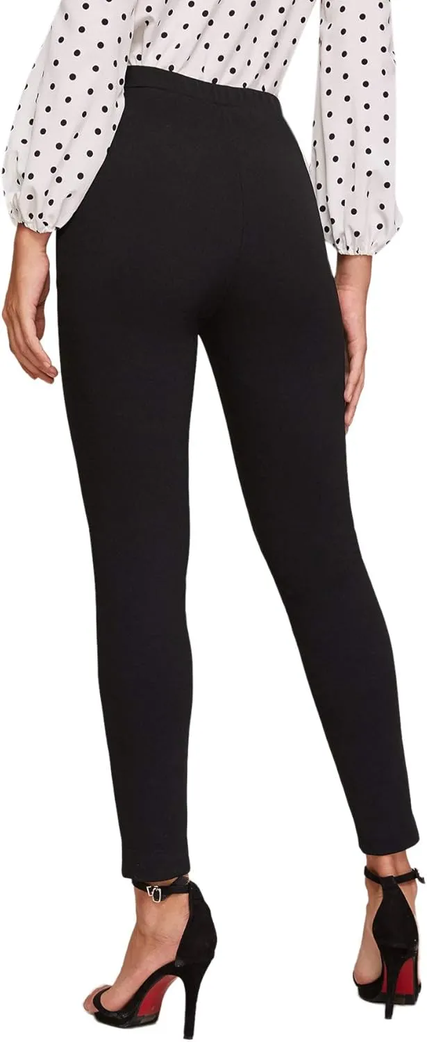SweatyRocks Women's Casual Skinny Leggings Stretchy High Waisted Work Pants