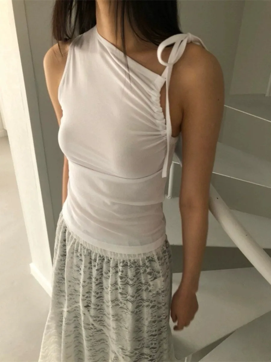 Tanisha One-Shoulder Drawstring Camisole Top