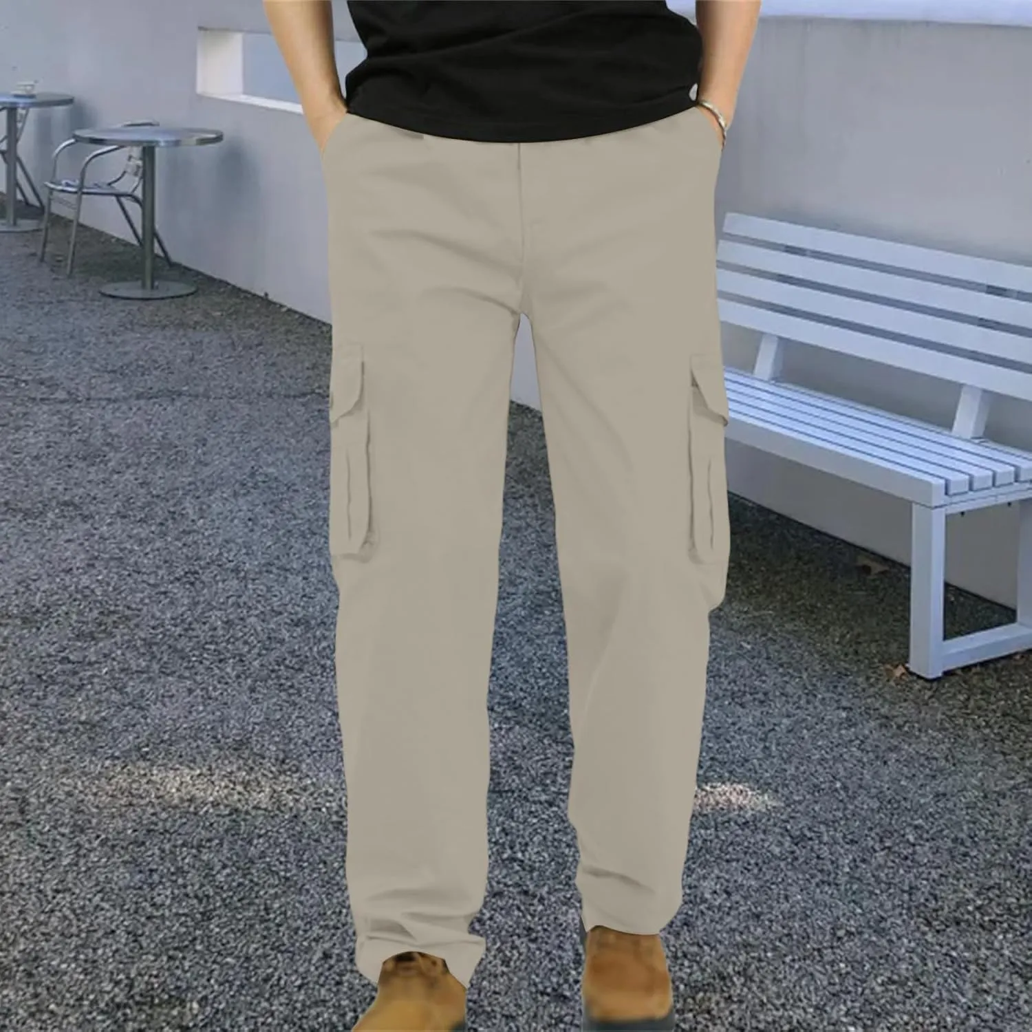 Thatrich Mens Business Pants for Office Work Basic Cargo Pants Outdoor Retro Casual Trousers Quick Dry Breathable Joggers