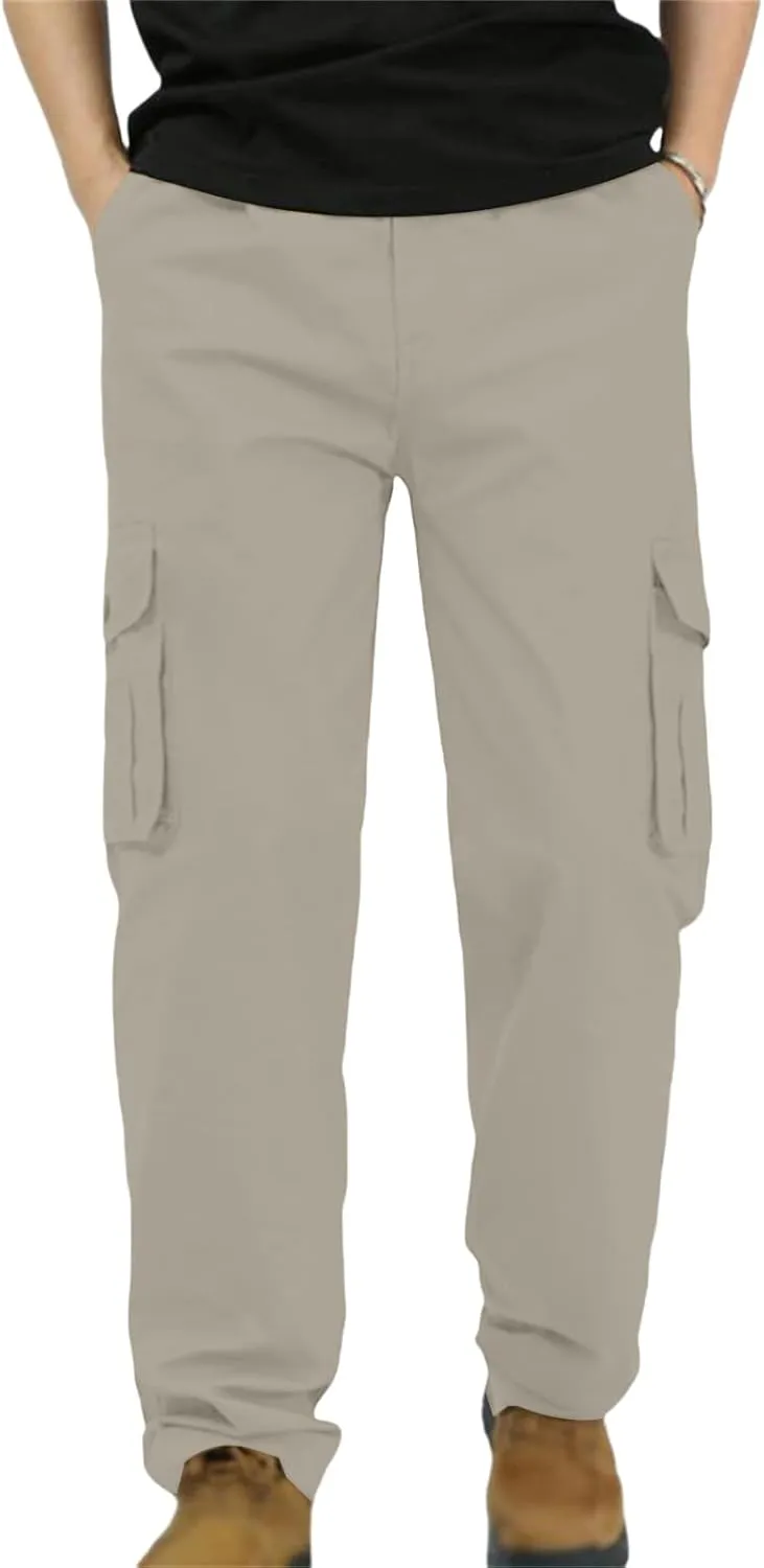 Thatrich Mens Business Pants for Office Work Basic Cargo Pants Outdoor Retro Casual Trousers Quick Dry Breathable Joggers