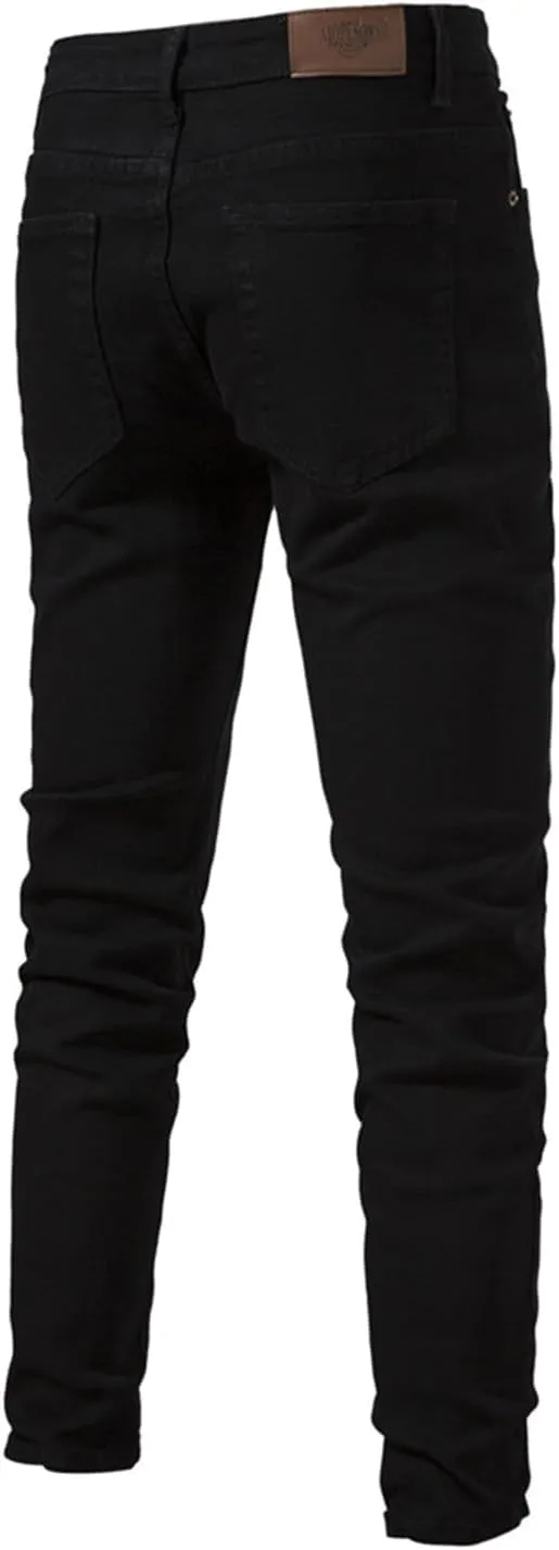 Thatrich Skinny Jeans for Men Low Stretch Slim Fit Wash Denim Jeans Casual Fashion Pants Streetwear Outdoor Straight Fit Pant