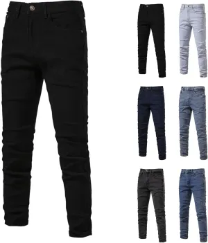 Thatrich Skinny Jeans for Men Low Stretch Slim Fit Wash Denim Jeans Casual Fashion Pants Streetwear Outdoor Straight Fit Pant