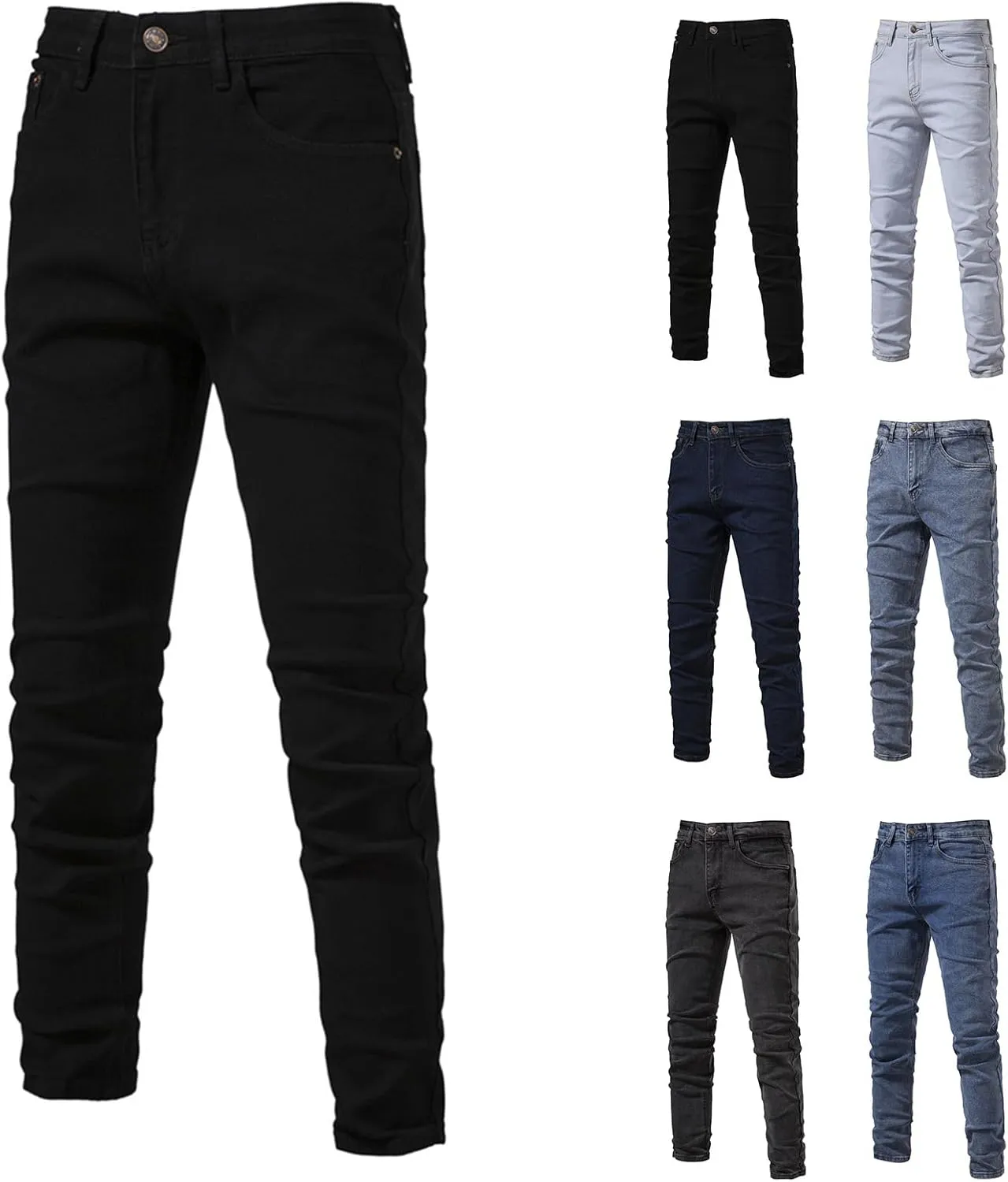 Thatrich Skinny Jeans for Men Low Stretch Slim Fit Wash Denim Jeans Casual Fashion Pants Streetwear Outdoor Straight Fit Pant